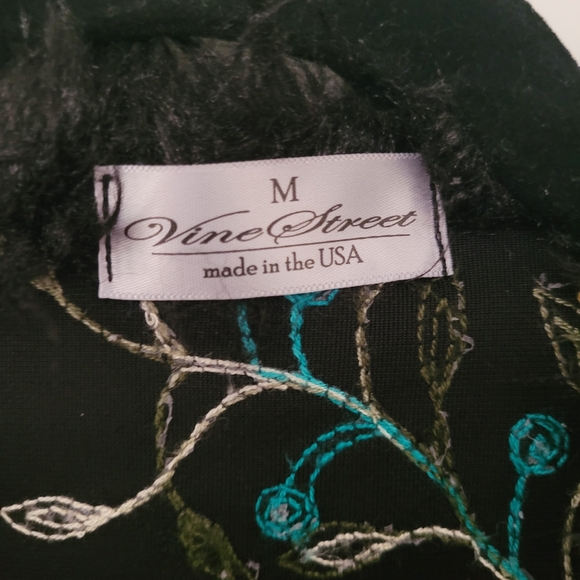 VTG VINE STREET Cardigan M Velvet Floral Embroidered Boho Whimsigoth Whitchy - Picture 5 of 17